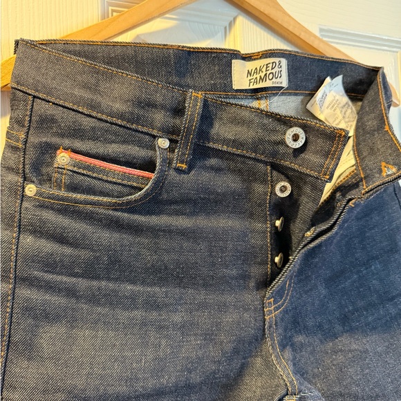 Naked & Famous RAW DENIM Men's Blue Jeans Sz 31 Super Guy - Picture 1 of 10